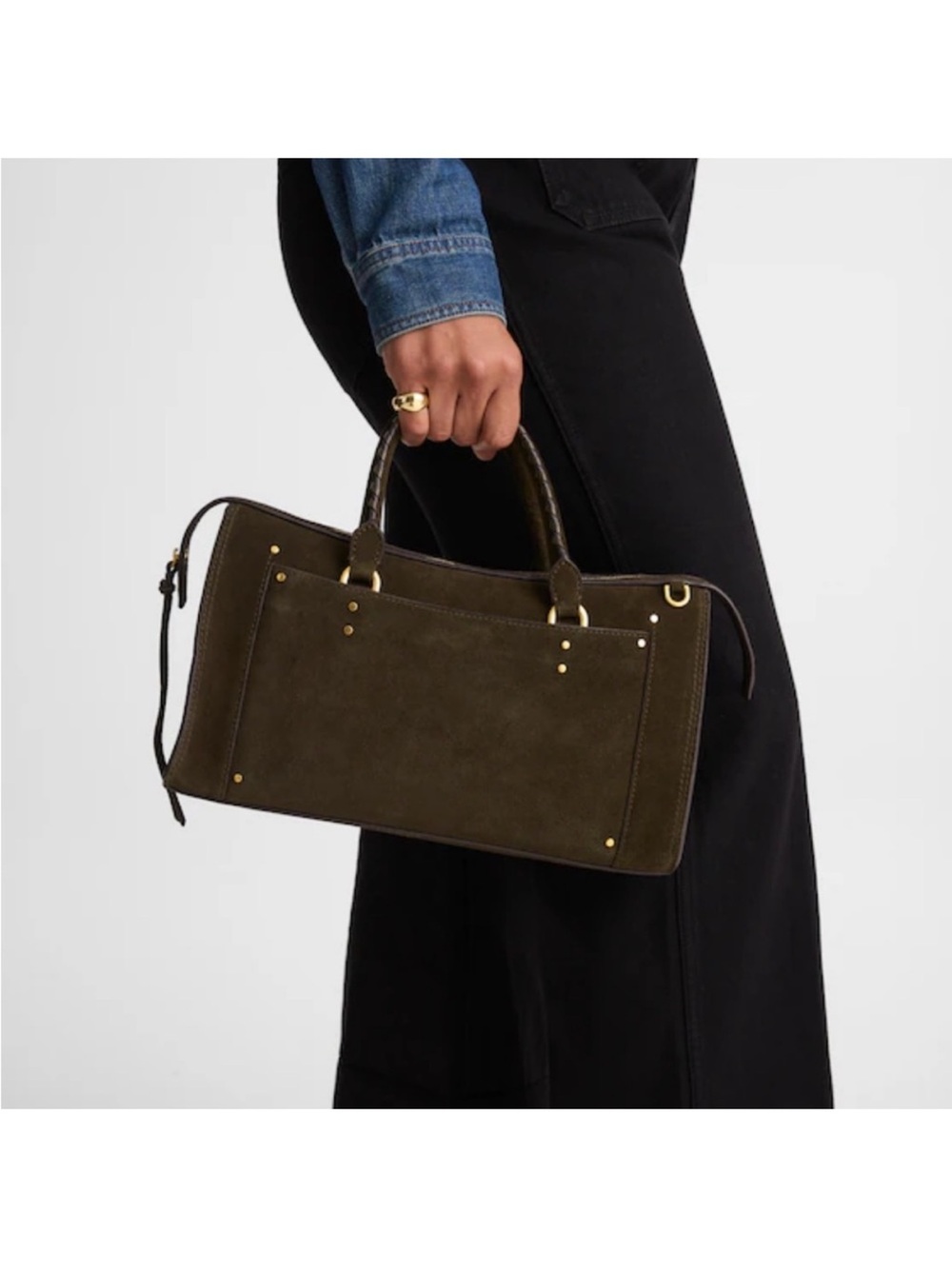 Madewell Whipstitched Satchel in Suede - Picture 3 of 4